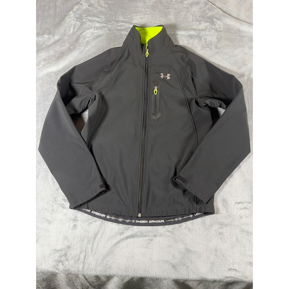 Under Armour ColdGear Softshell Jacket Gray Neon Green Size SM 205382